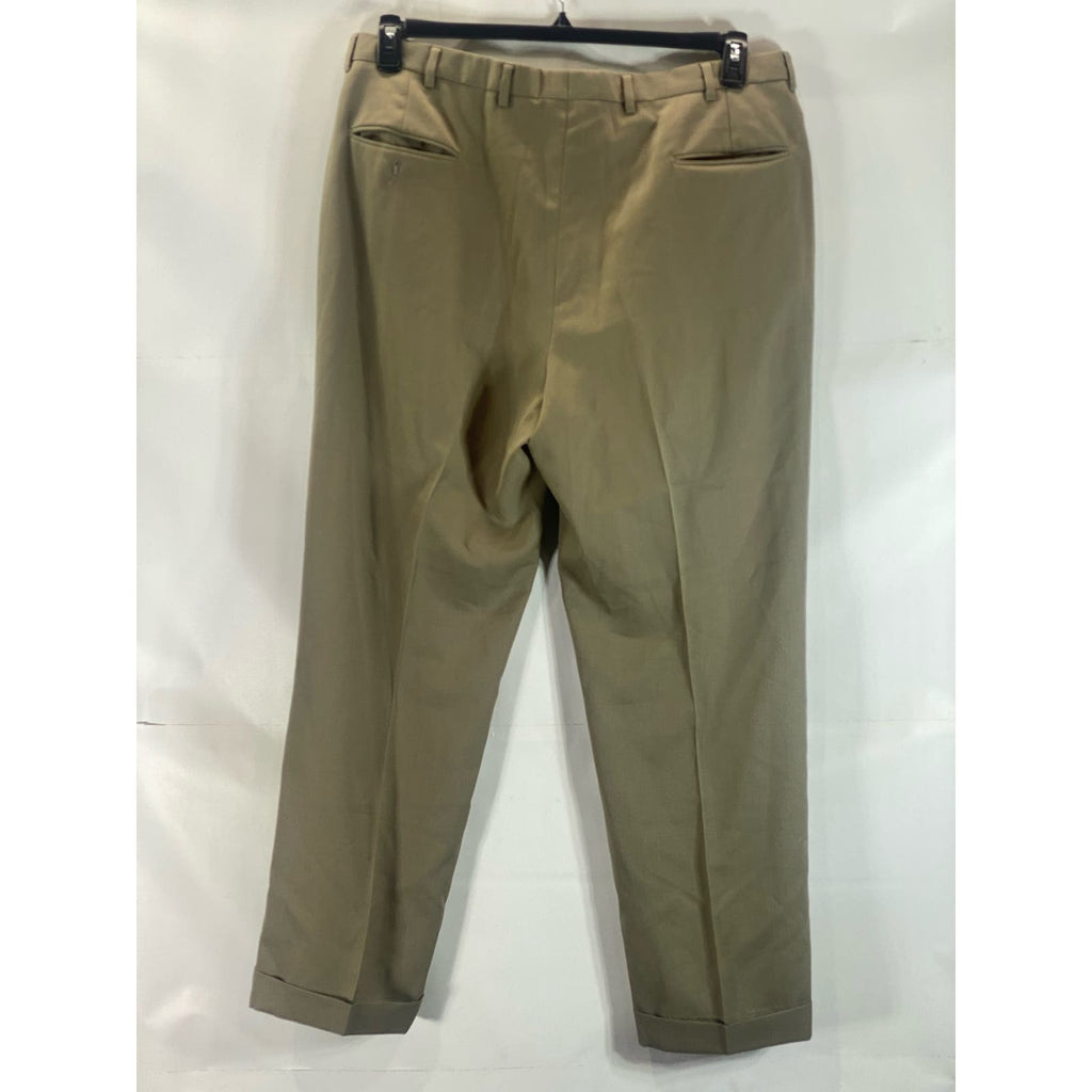 TOMMY HILFIGER Men's Tan Vintage Pleated Front Cuffed Dress Pants SZ 40X31