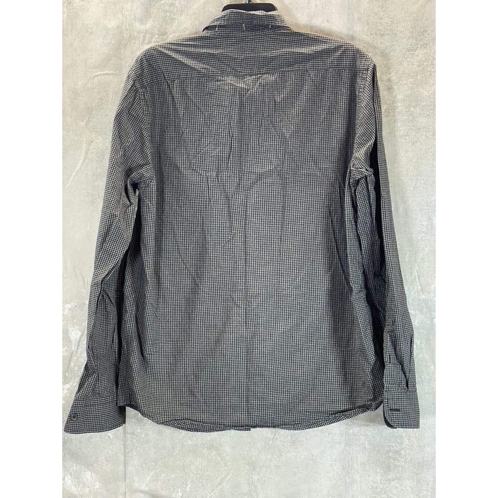 BANANA REPUBLIC Men's Tall Black Organic Untucked Button-Up Shirt SZ M/T