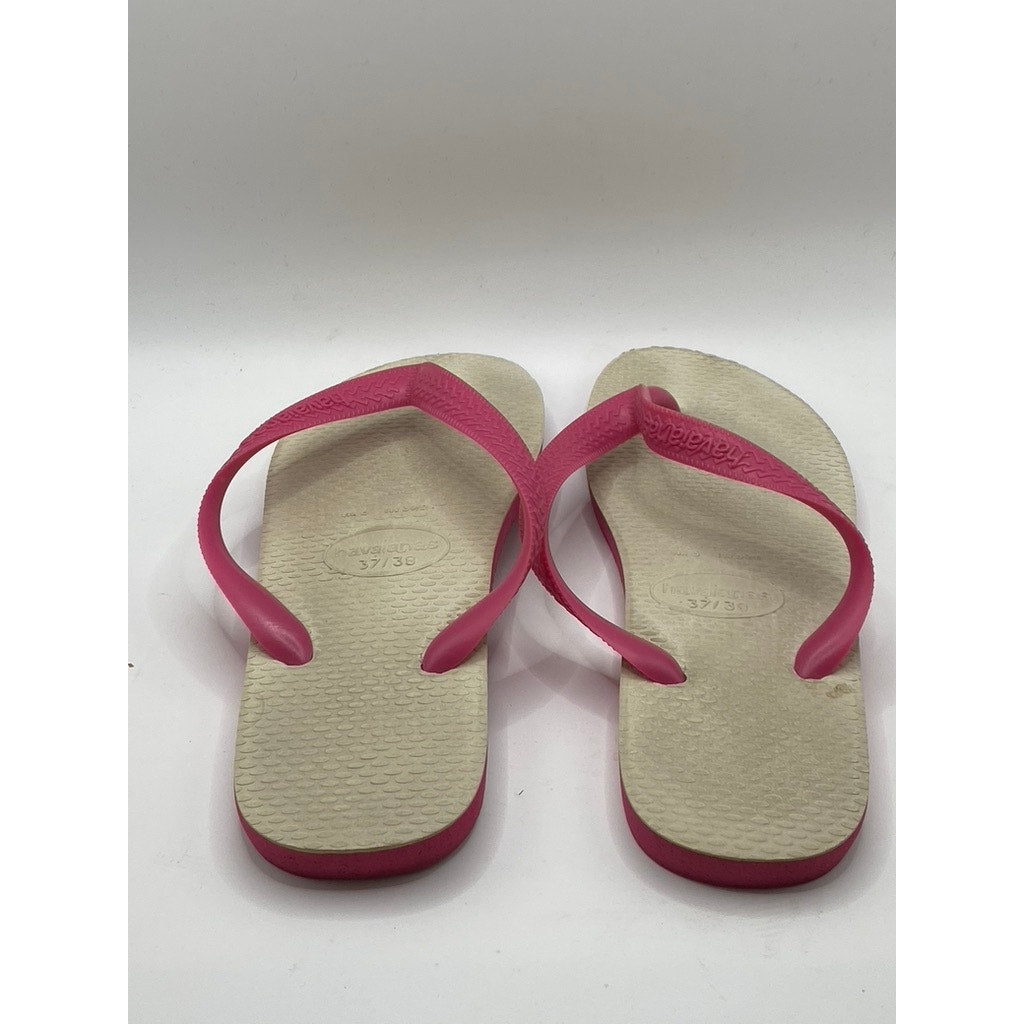 HAVAIANAS Women's Pink-Beige Round-Toe Lightweight Thong Flip-Flops SZ 6