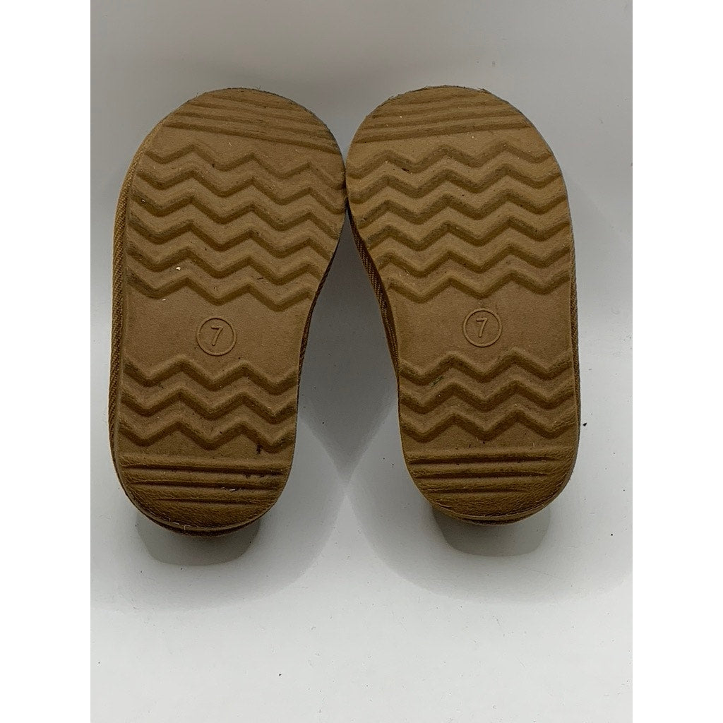 UNBRANDED Toddler Girls Tan Faux-Shearling Faux-Suede Clog Slippers SZ 7