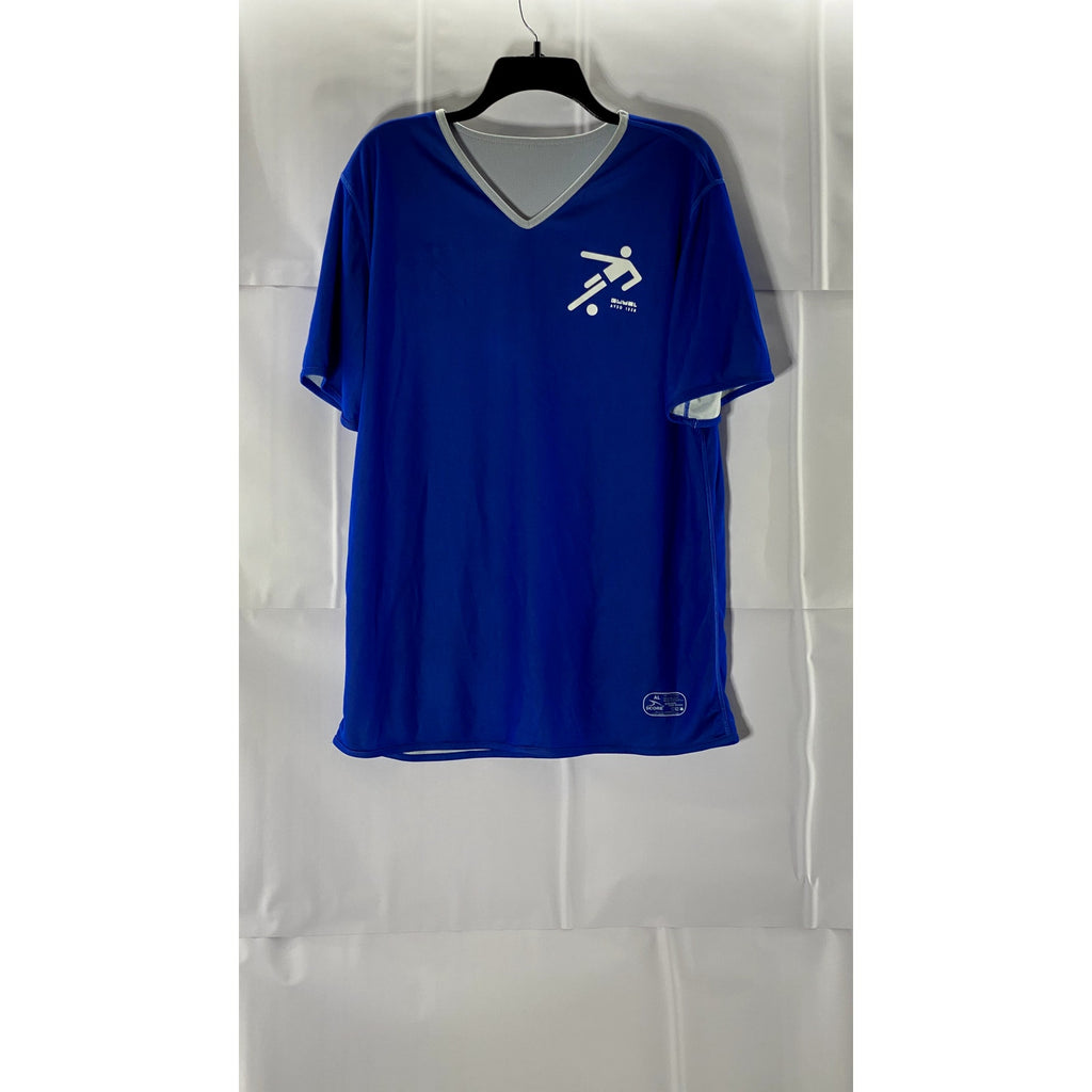 AL SCORE Men's Blue/Grey Reversible V-Neck Short Sleeve T-Shirt SZ M