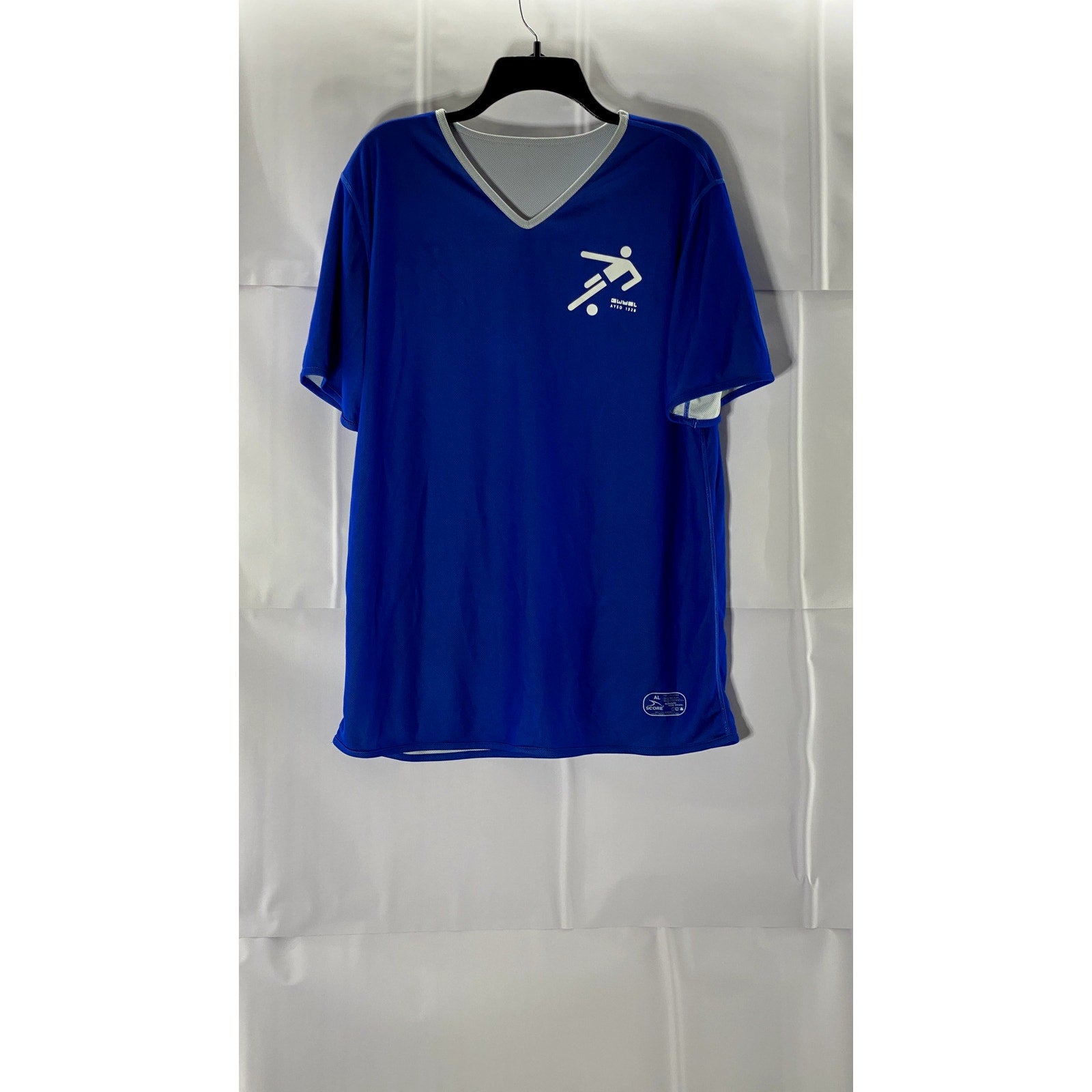 AL SCORE Men's Blue/Grey Reversible V-Neck Short Sleeve T-Shirt SZ M