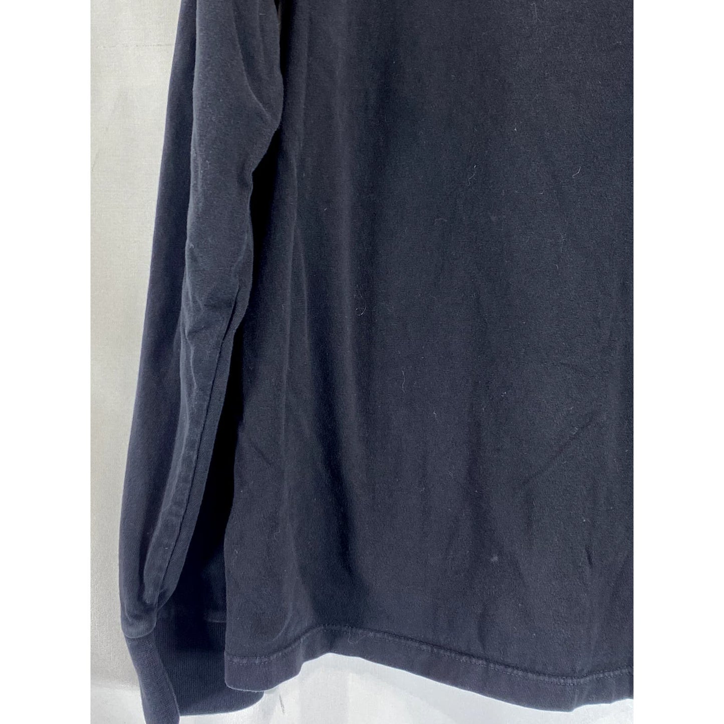 AMERICAN GIANT Men's Solid Black Crewneck Logo Long Sleeve Shirt SZ L