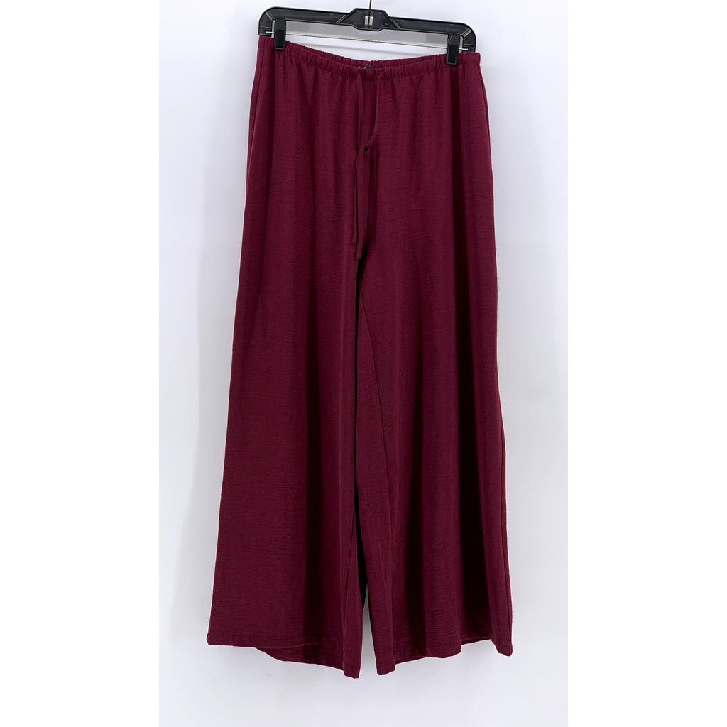 ADRIANNA PAPELL Women's Maroon Wide Leg Relaxed Fit Pants SZ S