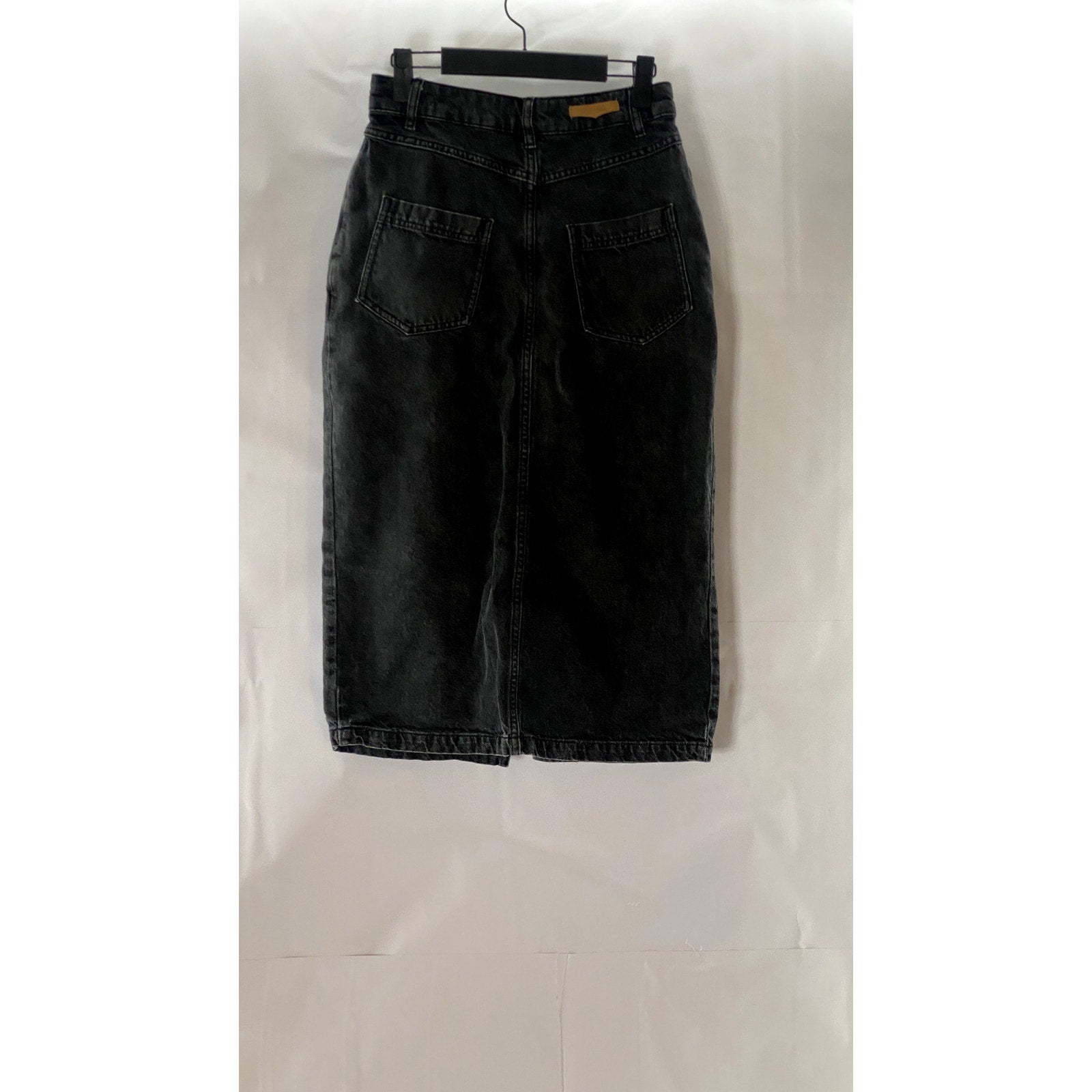 SESSUN BLUE Women's Black Denim Amadeo Split Button Front Skirt SZ 36(US4)