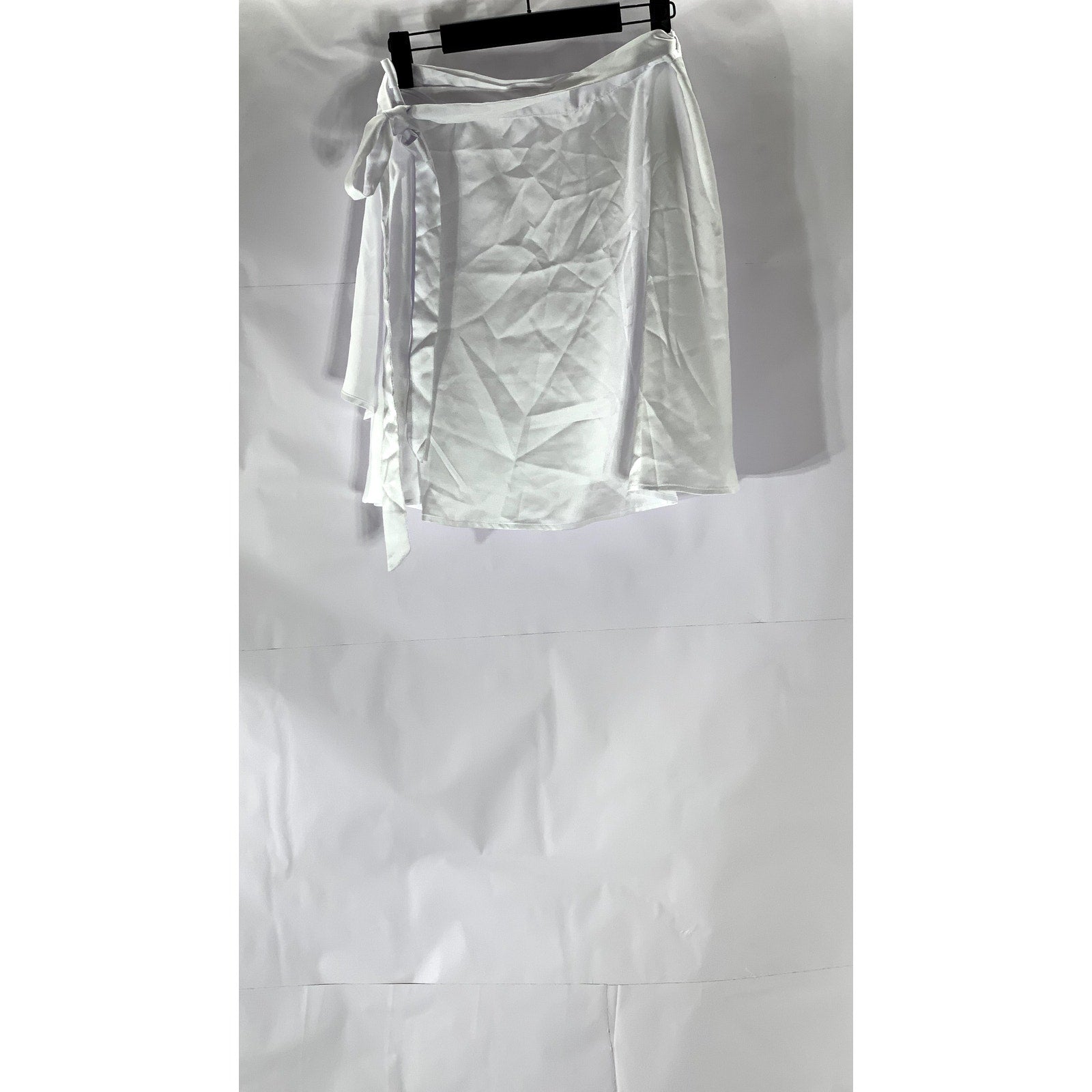 UNBRANDED Women's Bright White Satin Wrap Mini Skirt SZ M