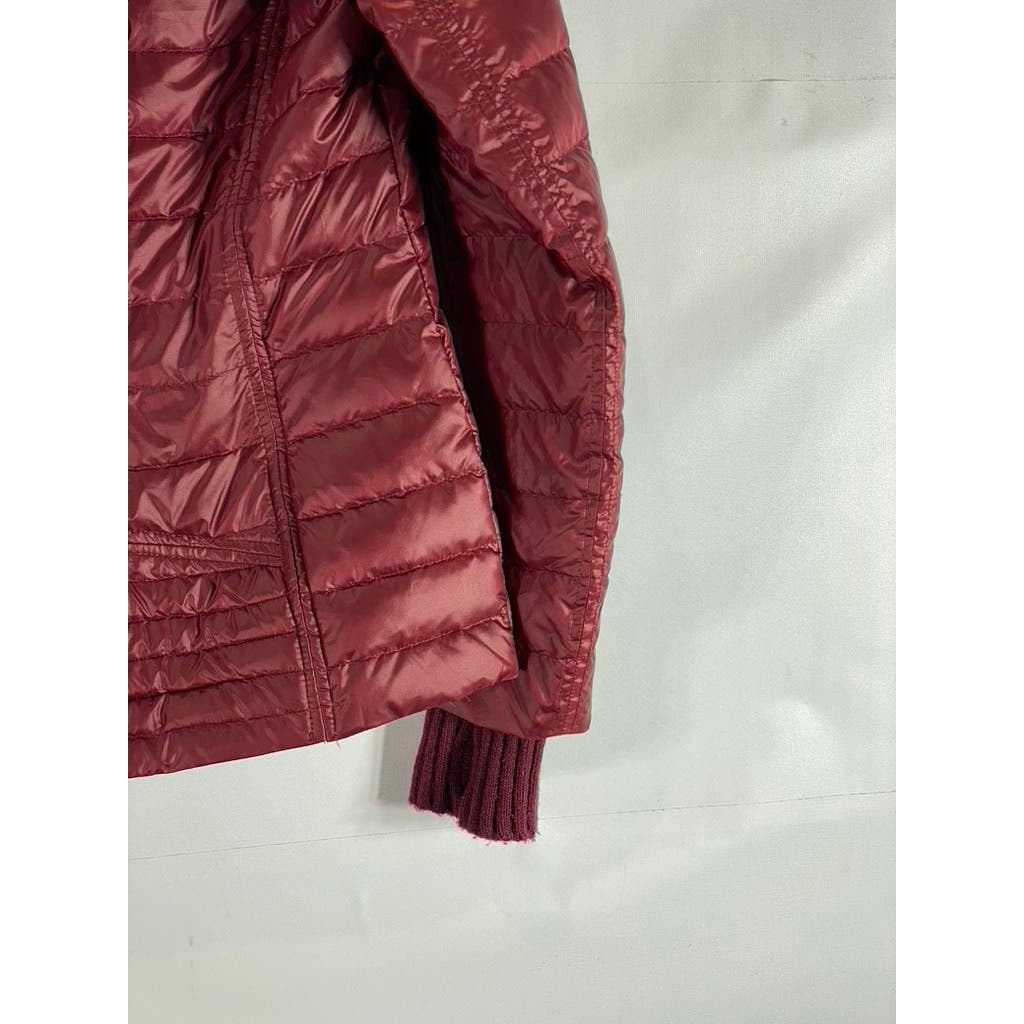 MARC NEW YORK ANDREW MARC Women's Red Zip-Up Snap Button Puffer Jacket SZ S