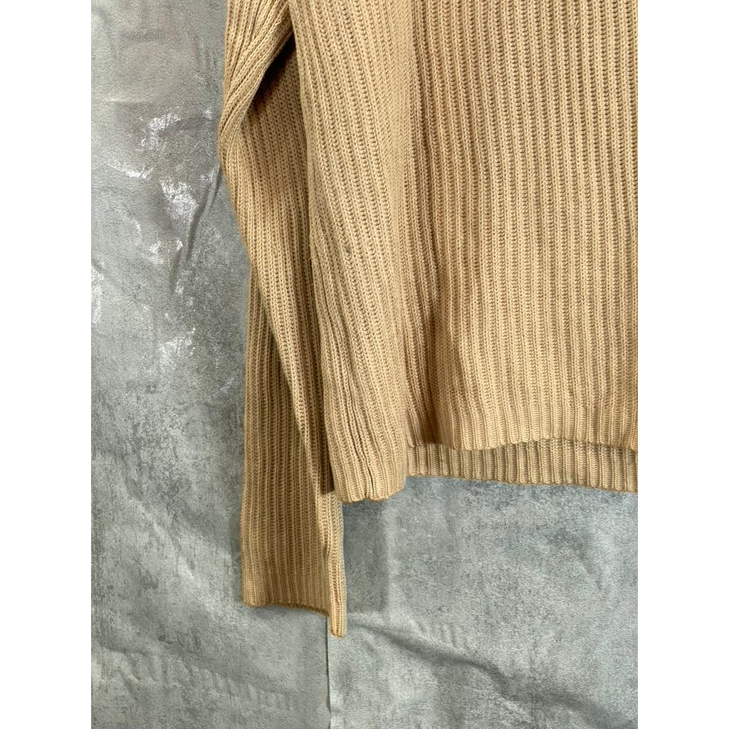 BANANA REPUBLIC Men's Beige Shoulder-Zipper Cotton Knit Pullover Sweater SZ L