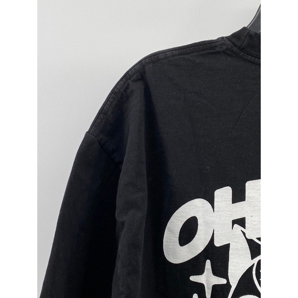 OH BOY Women's Black-White Buckster Classic-Fit Crewneck Short Sleeve Top SZ L