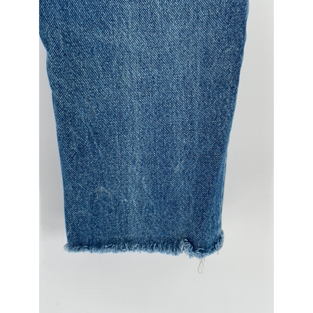 LEVI'S Misses Vintage Medium Blue Denim Frayed Classic Straight Jeans SZ L