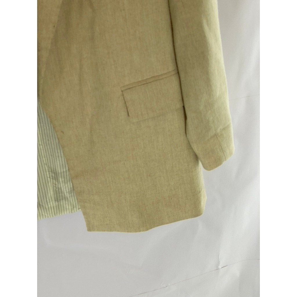 ZARA Women's Beige Textured Long Sleeve Open-Front Peak Lapel Blazer SZ M