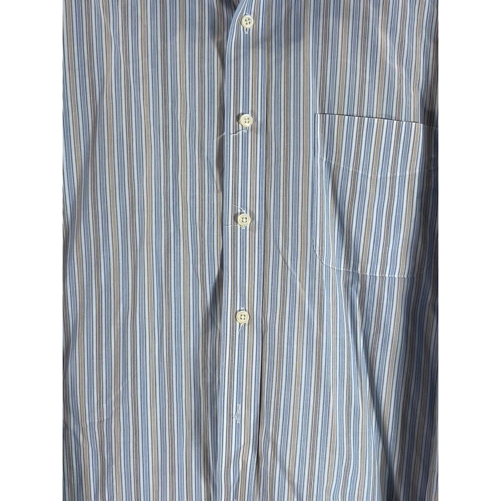 JOSEPH & FEISS INTERNATIONAL Men's Blue Striped Classic-Fit Shirt SZ 16.5 332/33