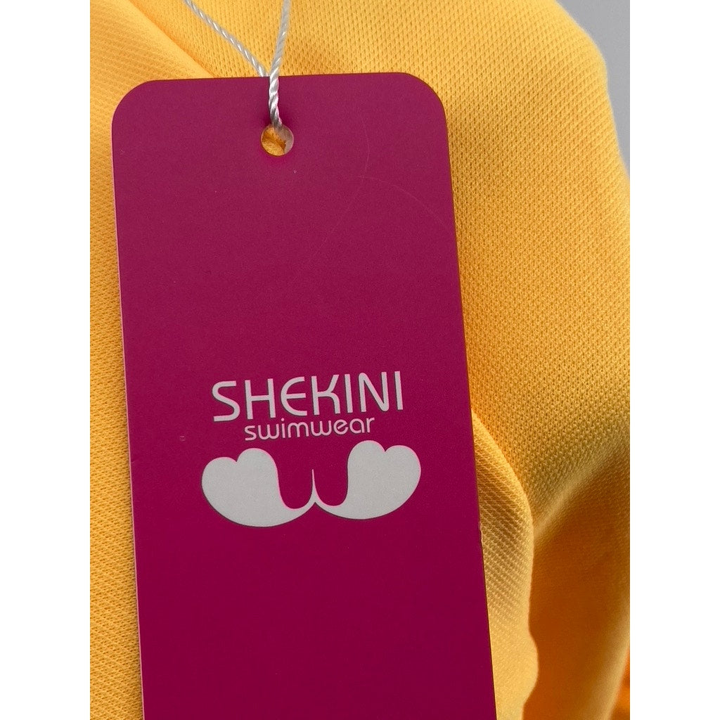 SHEKINI Women's Yellow Solid Lace-Up One-Piece Swimsuit SZ XL
