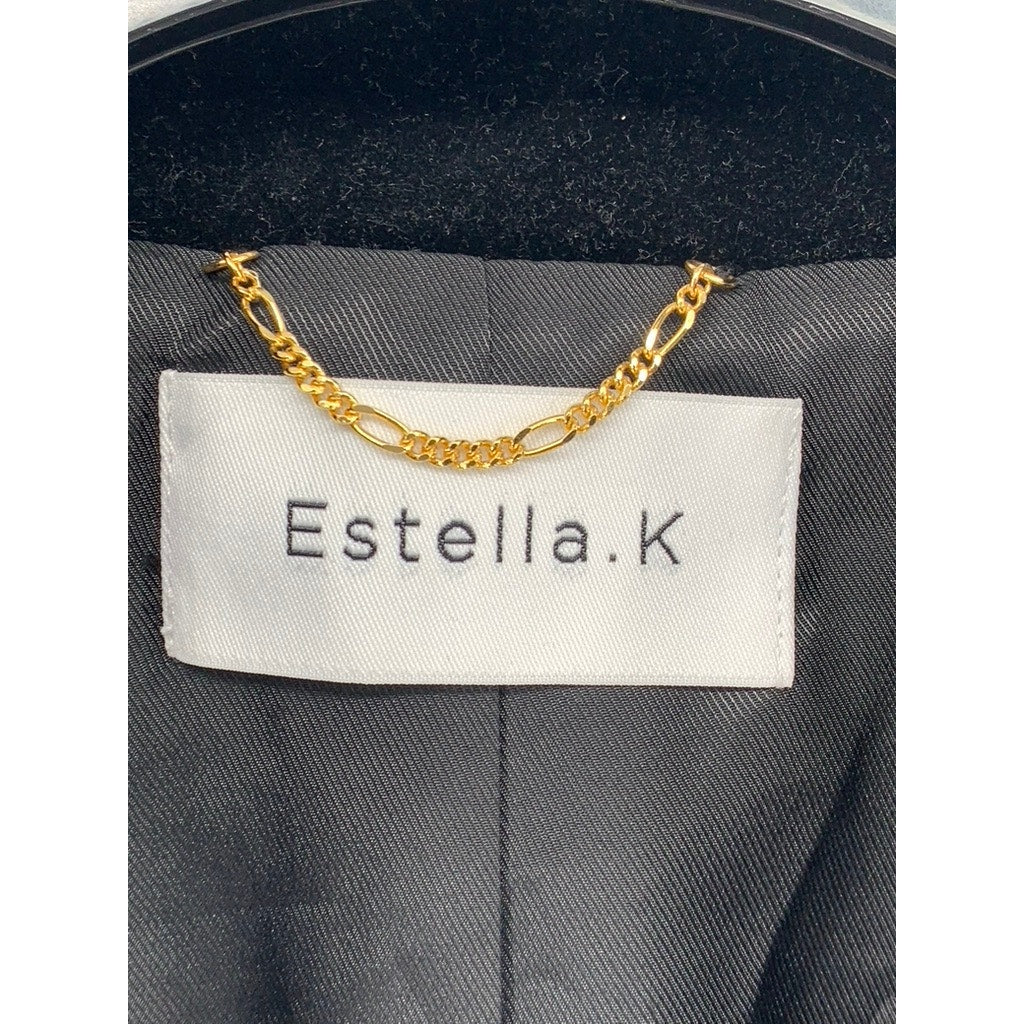 ESTELLA.K Women's Black-Gray Houndstooth Short Kaia Peak-Collar Blazer SZ OS
