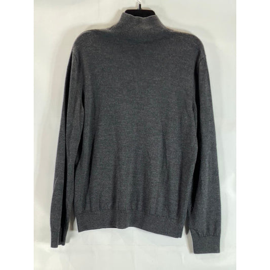 A.P.C Men's Charcoal Pullover Long Sleeve Merino Wool Mock-Neck Sweater SZ M