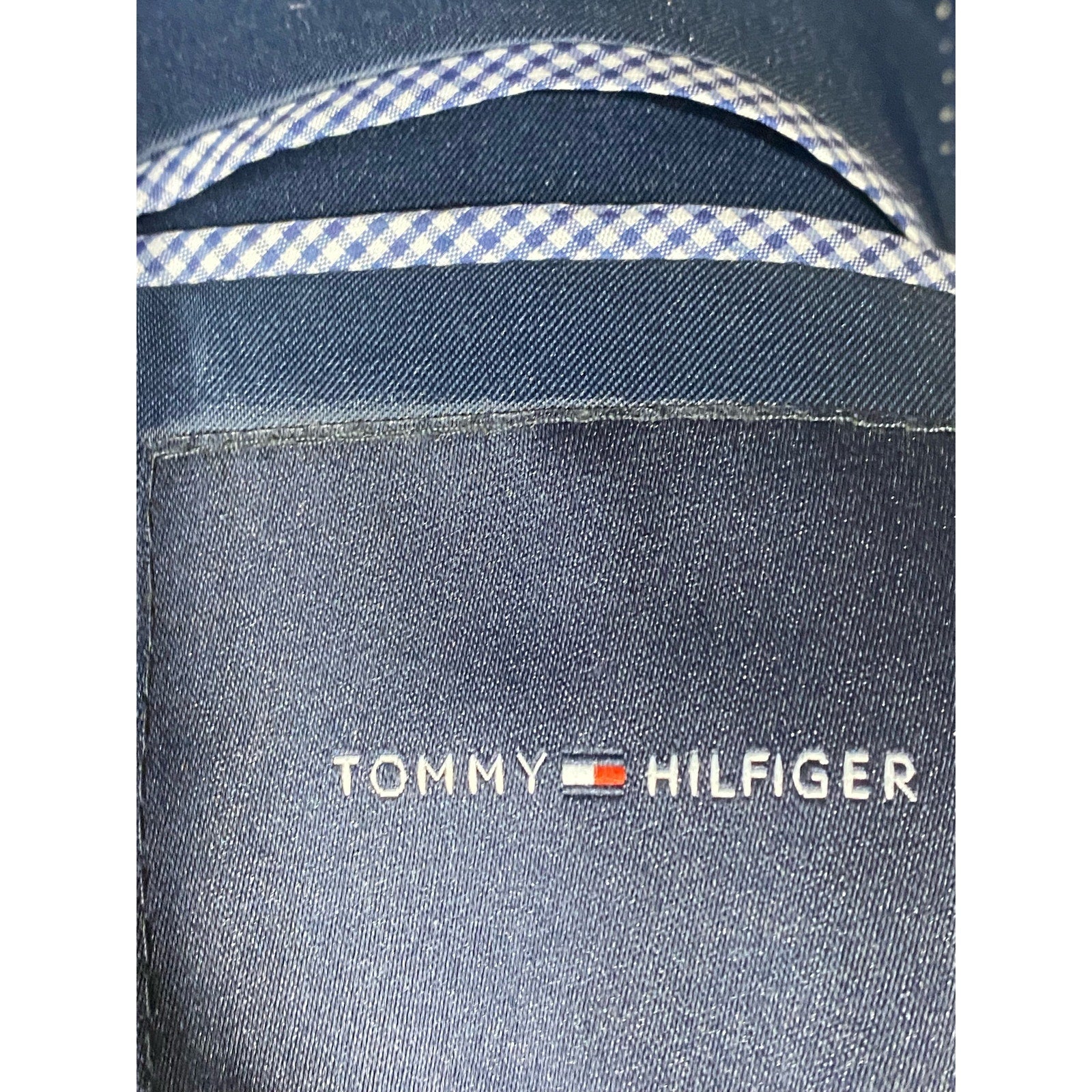 TOMMY HILFGER Men's Blue Plaid Wool-Blend Two-Button Short Blazer SZ 40S