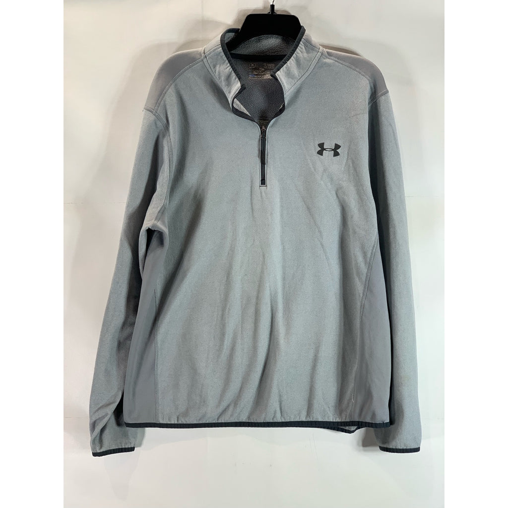 UNDER ARMOUR Men's Gray/Black Steel Goldgear Quarter-Zip Fleece Loose Sweater XL