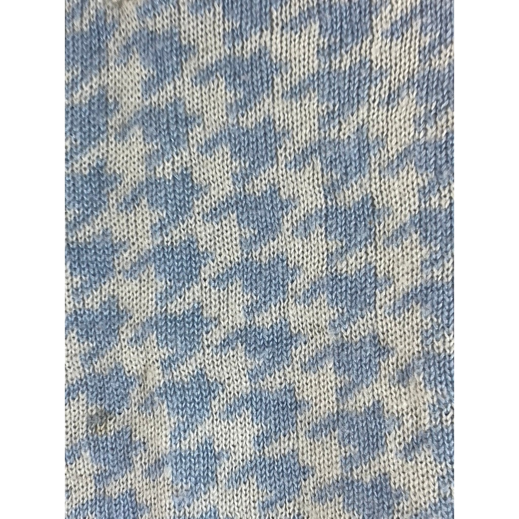H&M DIVIDED Women's Cream/Blue Houndstooth V-Neck Sweater Vest SZ L