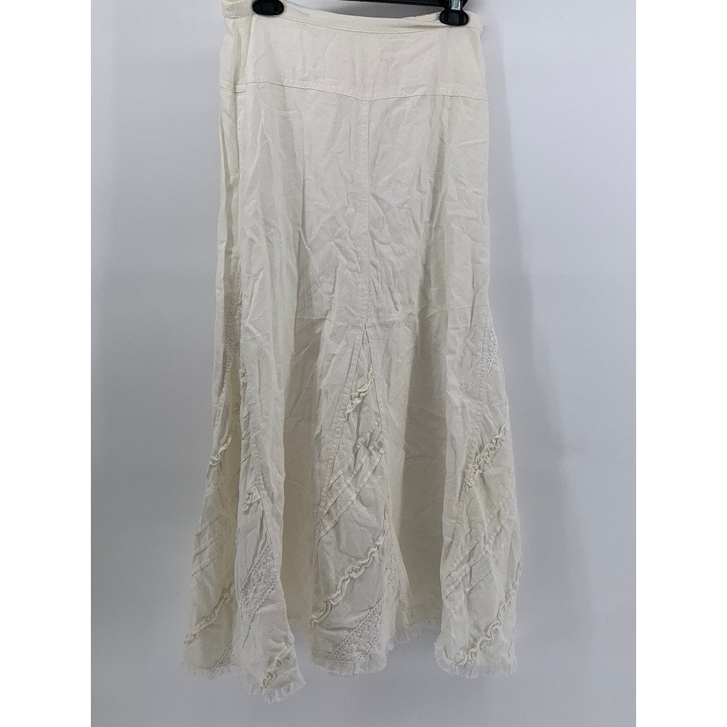 RUTAS Womens Long White Cottagecore Skirt SZ L