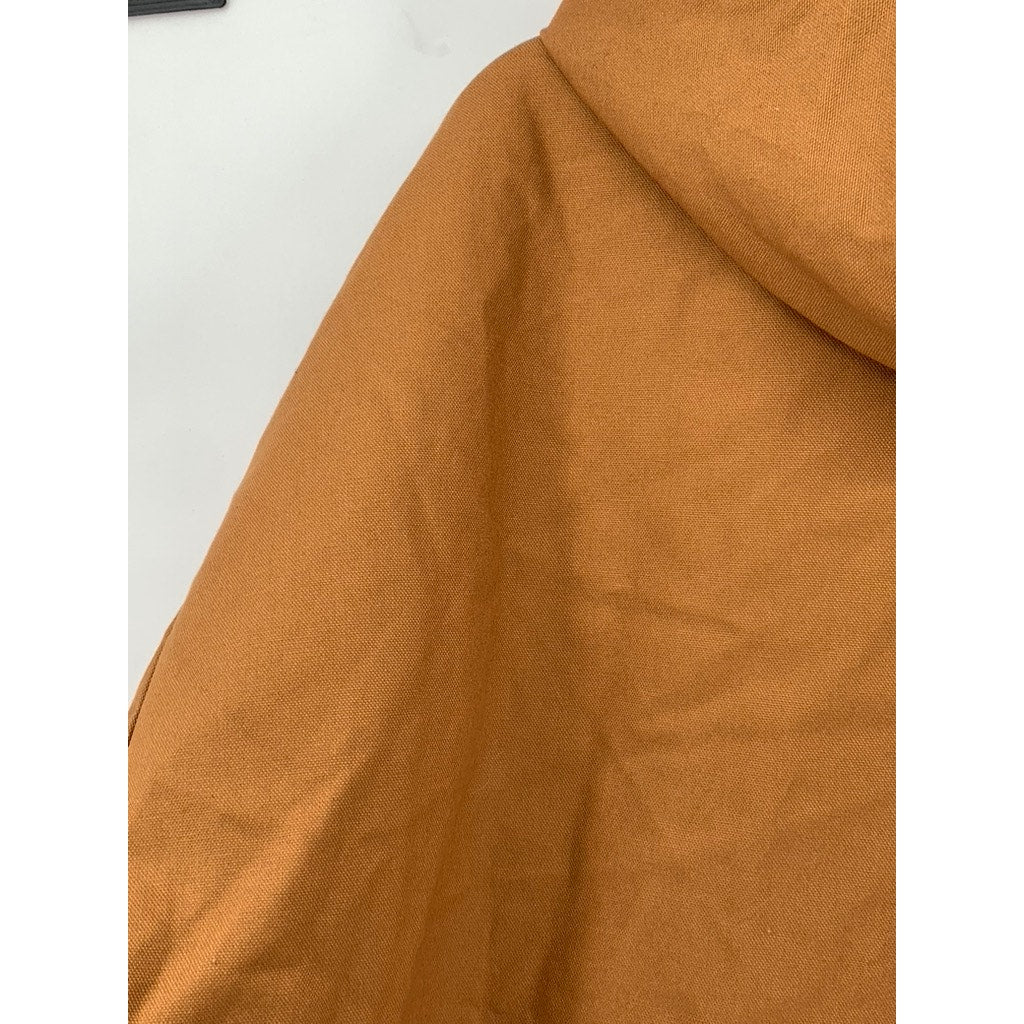 ASW Men's Tall Tan Sheet Metal Circle Patch Hooded Zip-Up Jacket SZ 3XL-T