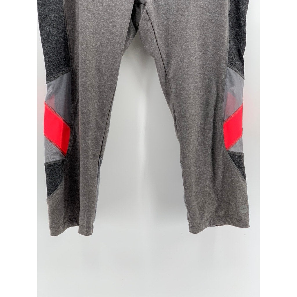AVIA Women's Gray Heather Mesh Striped Capri Leggings SZ XXL