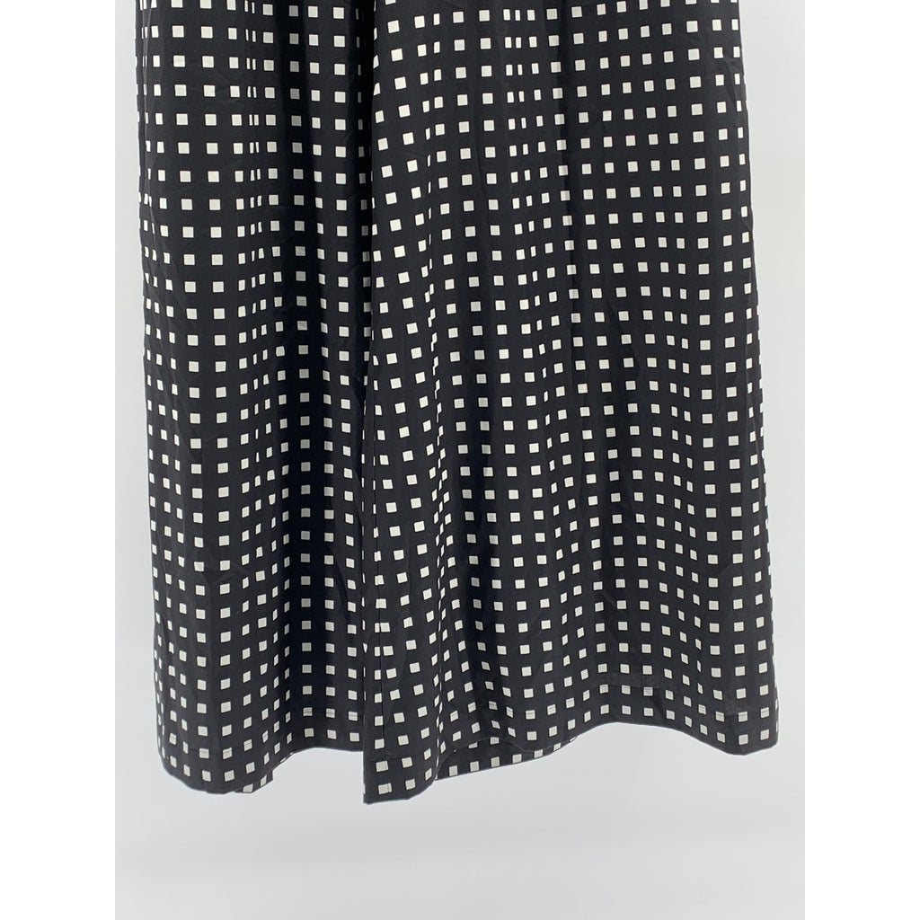 HYKE Women's Black-White Square Print Belted Wide-Leg Relaxed-Fit Pant SZ 2