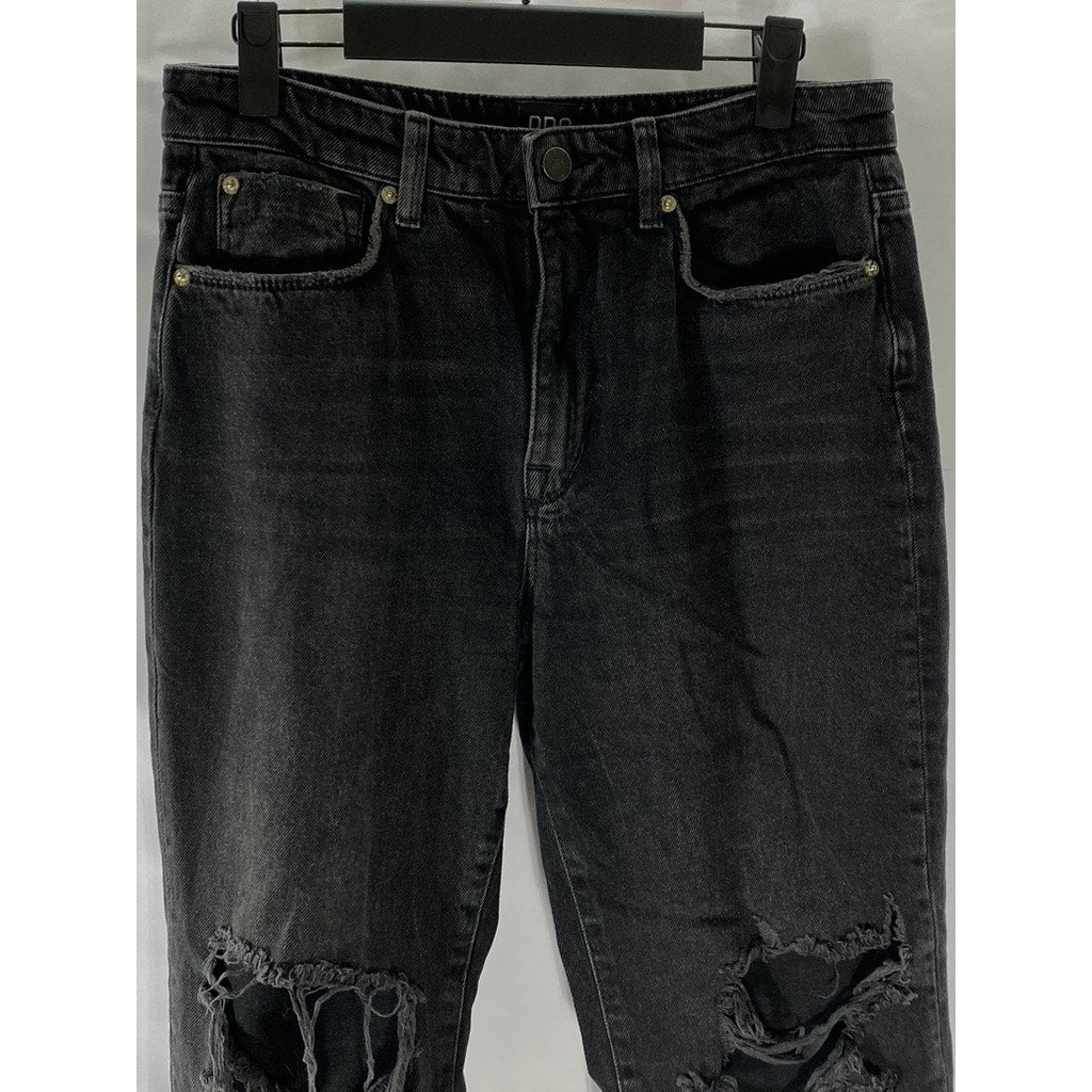 BDG By URBAN OUTFITTERS Women's Black Distressed Raw-Hem Denim Jean SZ 28