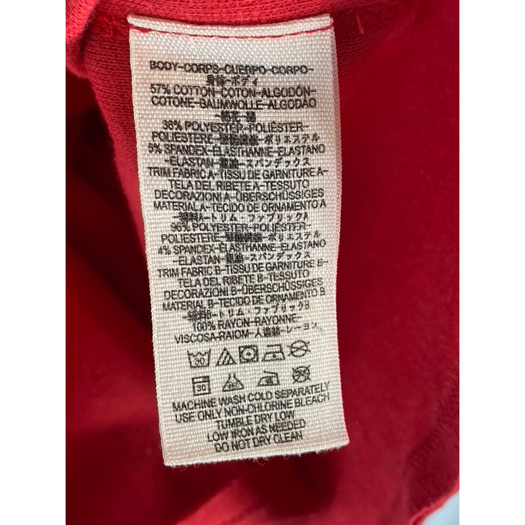 WE THE FREE Women's Red Jacqui Lace-Up Long Sleeve Round-Hem Top SZ S