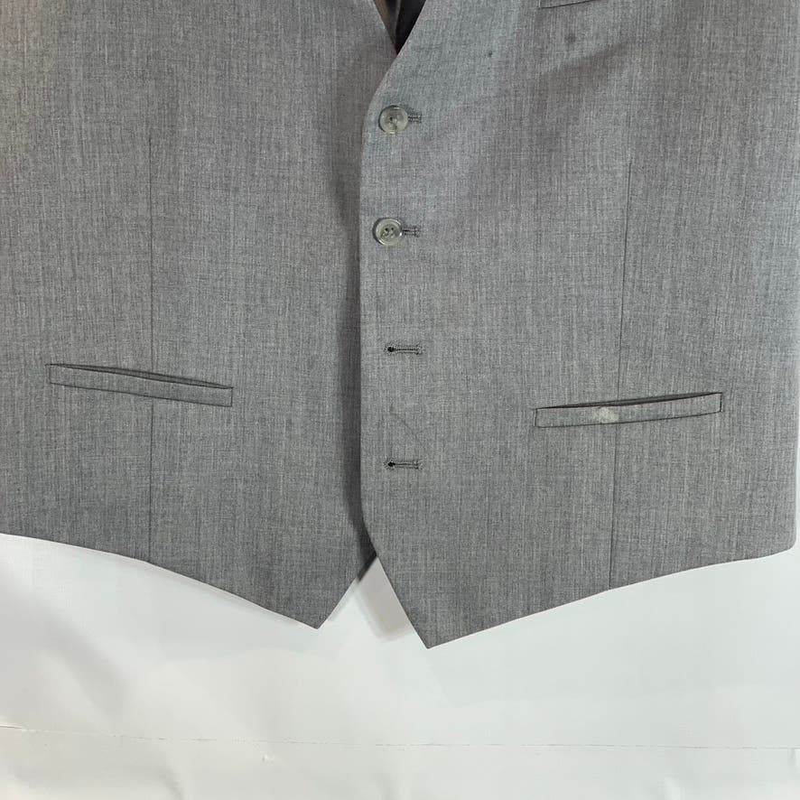 BAR III Men's Charcoal Grey Extra Slim Wool Sharkskin Suit Vest SZ 42R