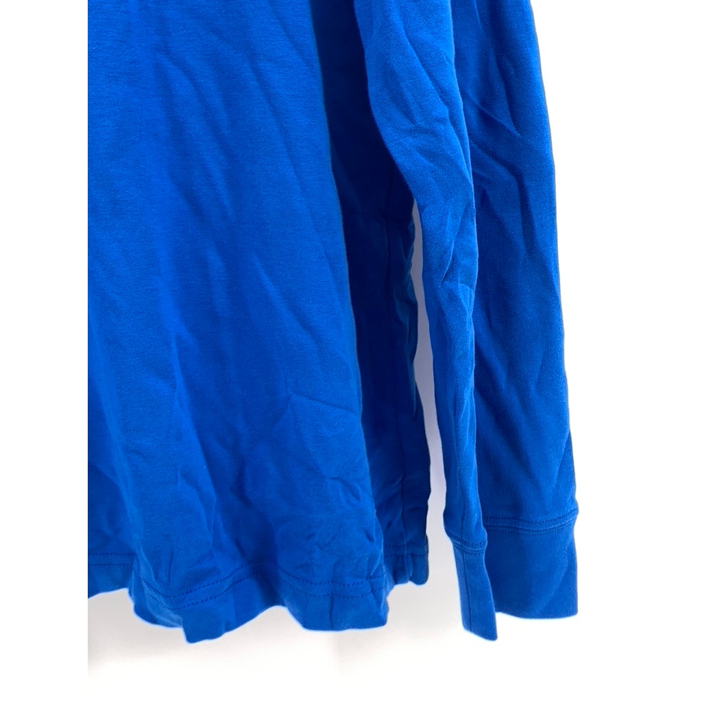 LANDS END Women's Relaxed Cotton Mock Neck Long Sleeve Bright Blue Shirt SZ XL