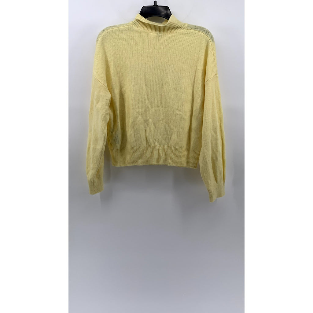 DIVIDED By H&M Women's Yellow Knit Mock-Neck NYC Patch Logo Sweater SZ XS