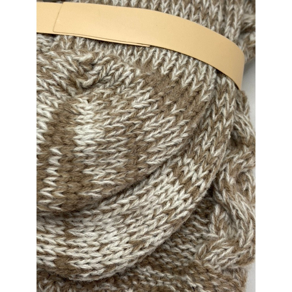 LEGMOGU'E Women's Taupe Rhythmic Mesh Chunky Knit Textured Boot Socks SZ OS