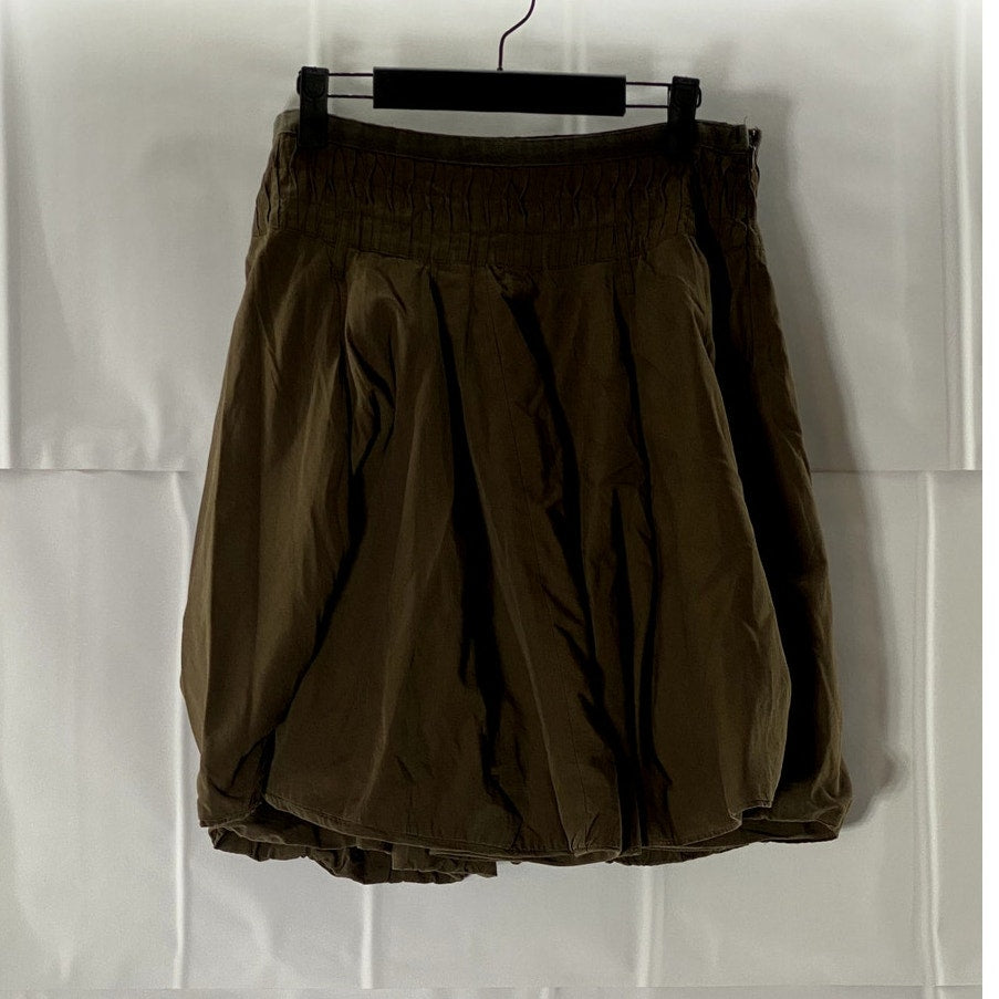 BARAM Women's Brown Smocked-Waist Flare Pull-On Knee Length Skirt SZ 4