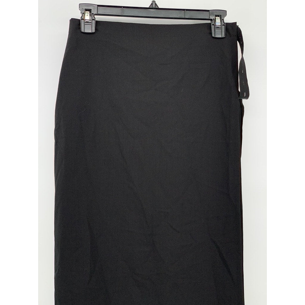 PIER ANTONIO GASPARI Women's Black Solid Side-Strap Slit Midi Skirt SZ 10