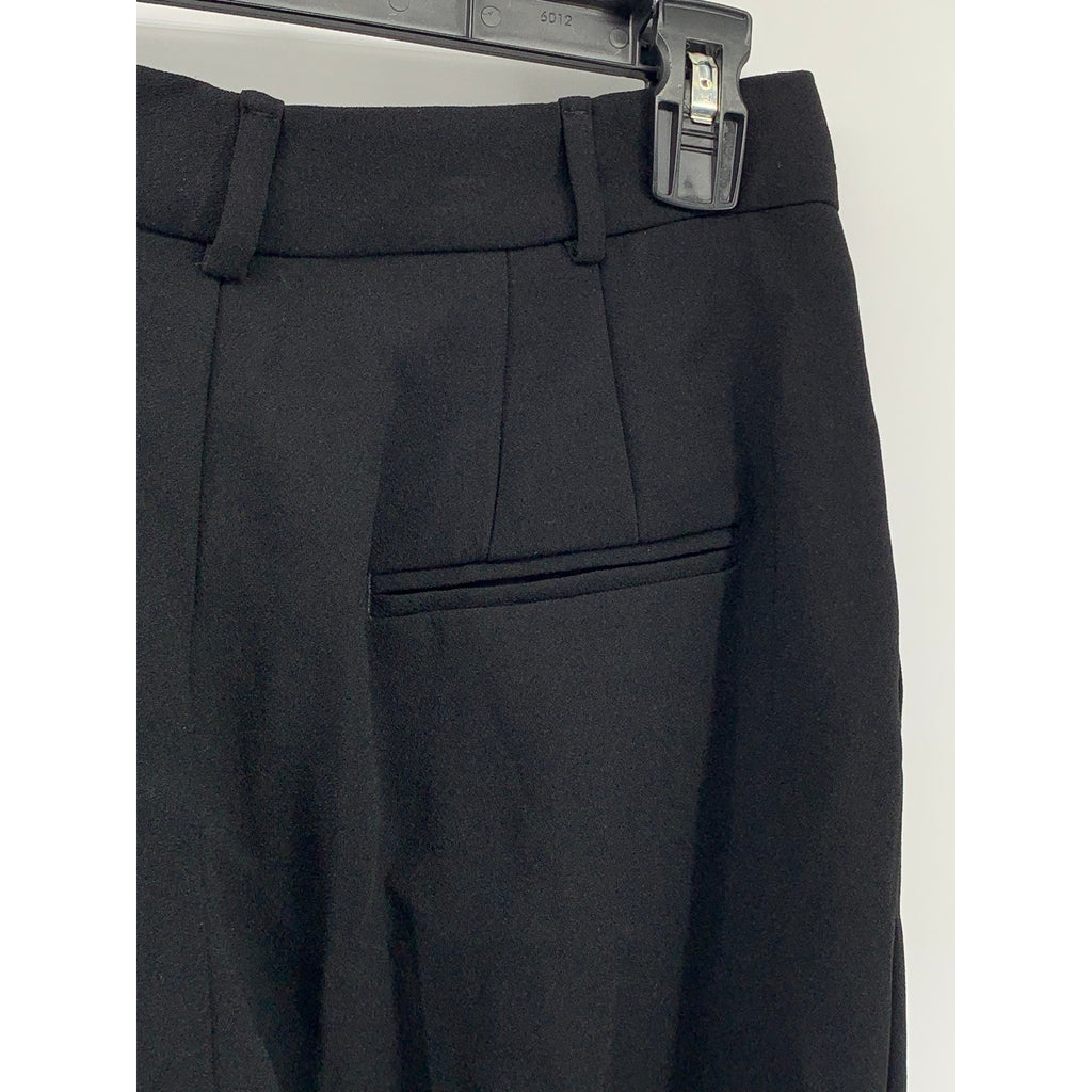 ZARA Women's Black Solid Straight-Leg High-Rise Flat Front Pants SZ S