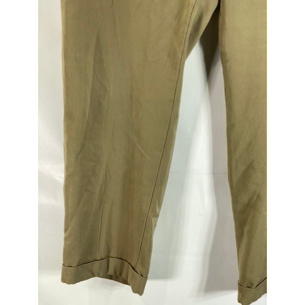 JOSEPH & FEISS Men's Tan Cuffed Flat Front Wool Dress Pants SZ 36