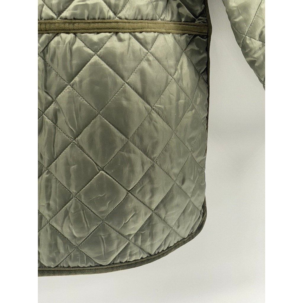 STELLA NOVA Women's Olive Green Button-Up Long Sleeve Quilted Jacket SZ L