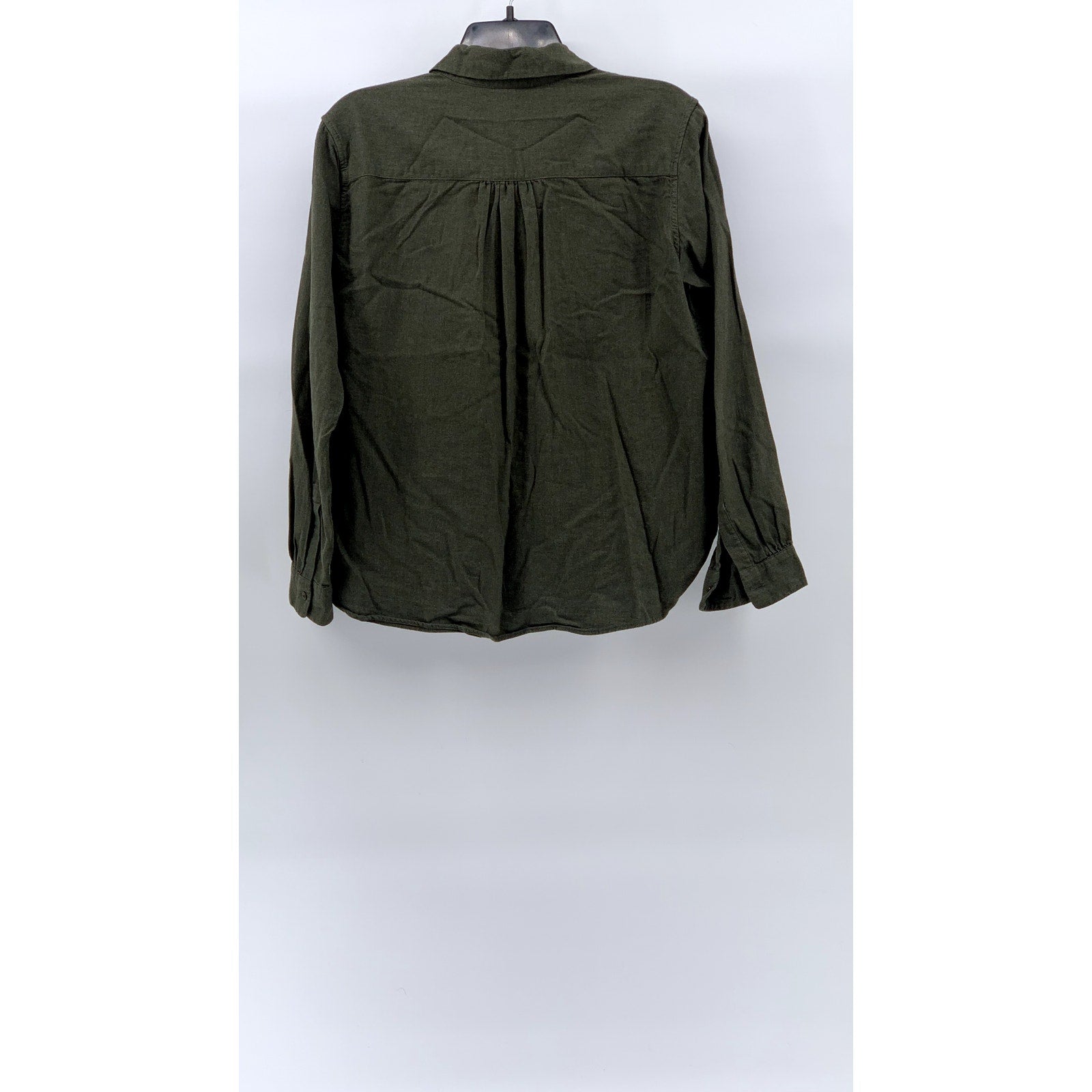 UNIQLO Women's Olive Green Soft Brushed Button-Up Long Sleeve Top SZ XS