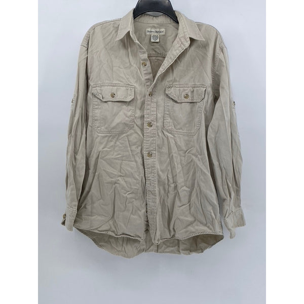 BANANA REPUBLIC Vintage Mens Long Sleeve Beige Button Up SZ (M)