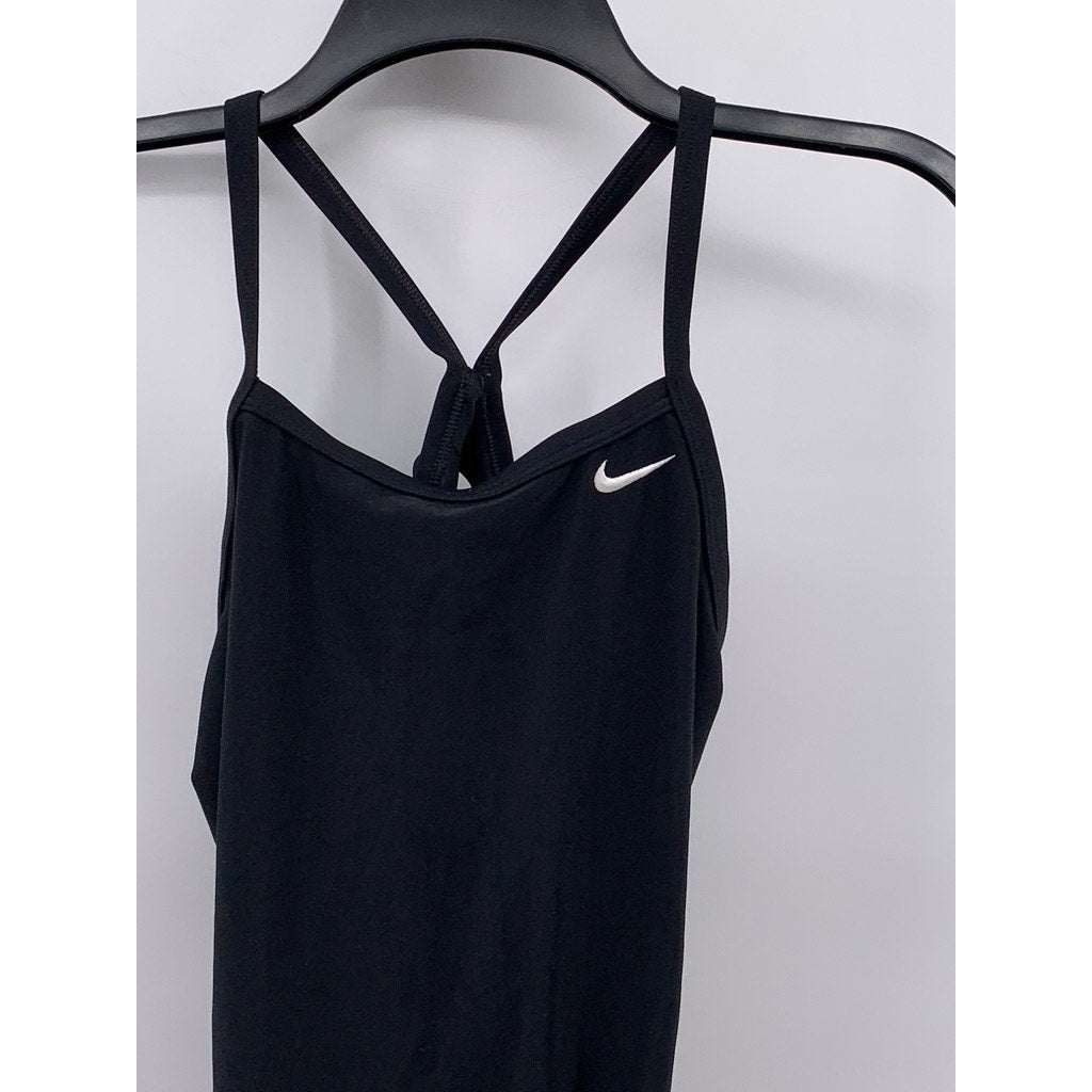 NIKE Women's Black Swoosh Cutout One-Piece Swimsuit SZ 34(8)