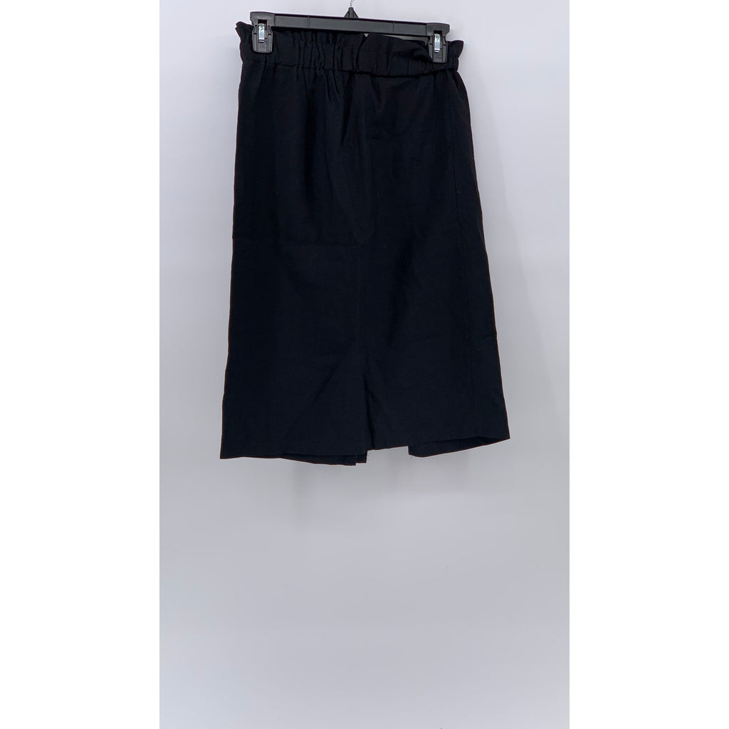 PAPAYA Women's Black Pull-On Relaxed Fit Ruffle-Waist Straight Skirt SZ S