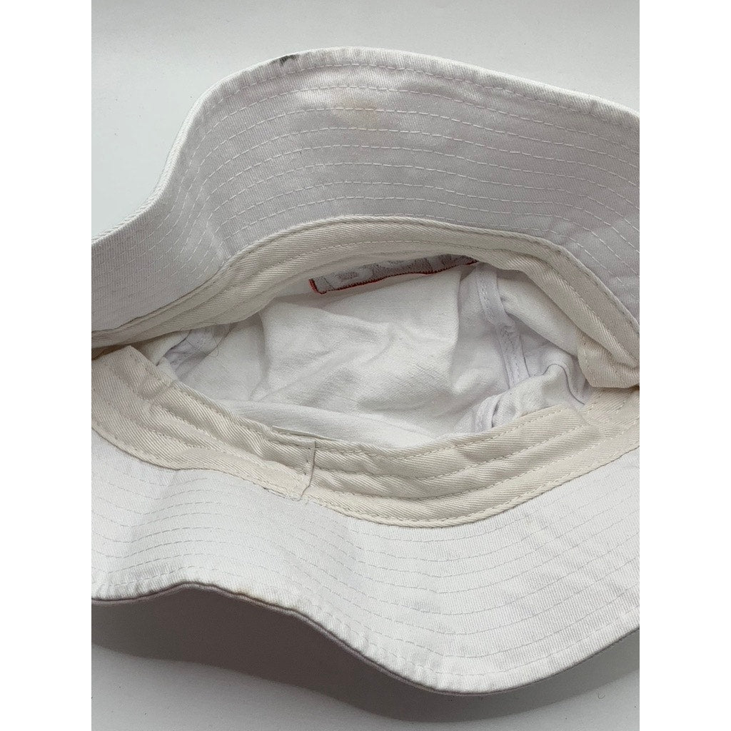 UNBRANDED White Red Embroidered Belize Logo Bucket Hat SZ OS