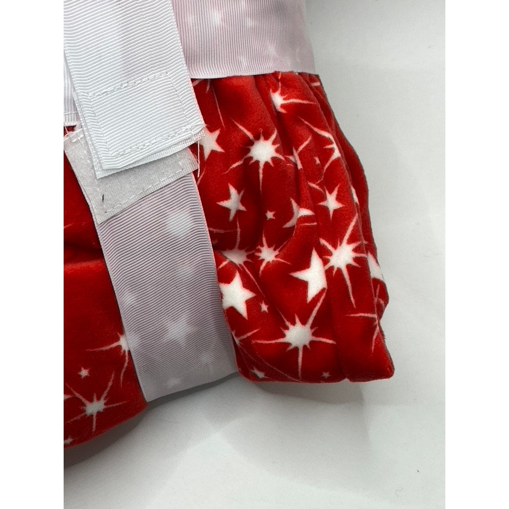 JUST BE Women's Red-White Star Print Velour Crewneck 2pc Sleep Set SZ L