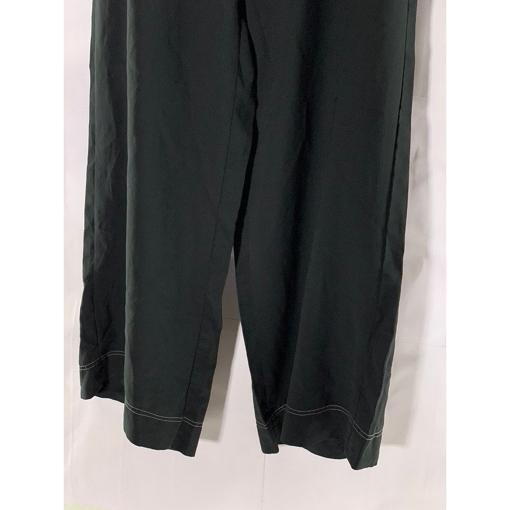 NASTY GAL Women's Black A Complicated Stitch-Uation Wide-Leg Trousers SZ 8