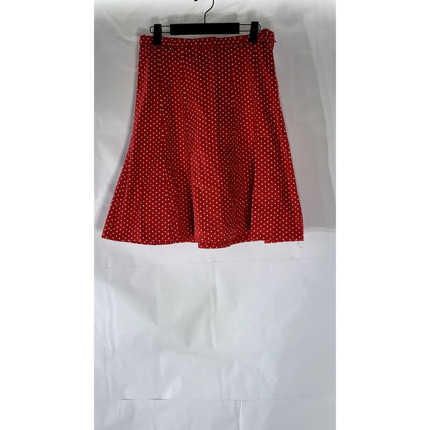H&M Women's Red-White Polka Dot Belted A-Line Mini Skirt SZ 4