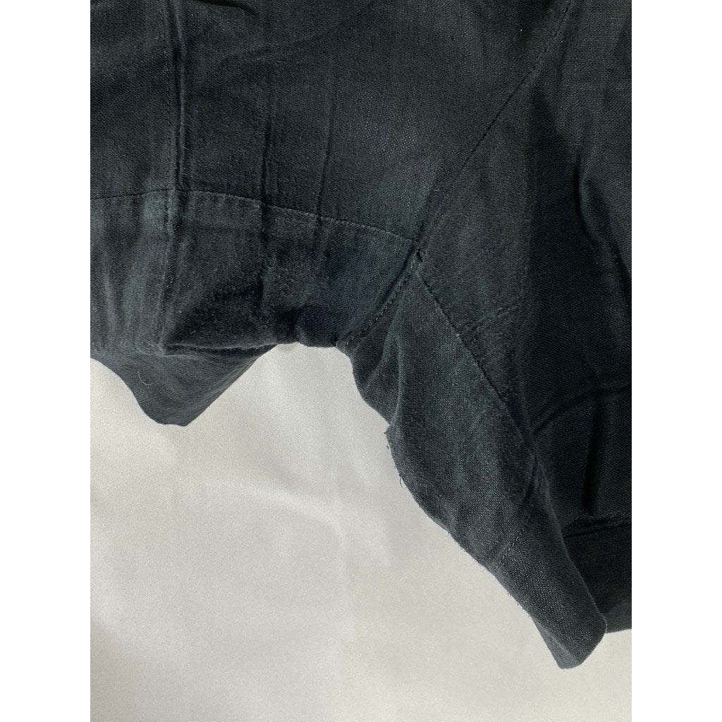 GAP Women's Petite True Black Linen-Blend High-Rise Relaxed-Fit Shorts SZ M/P