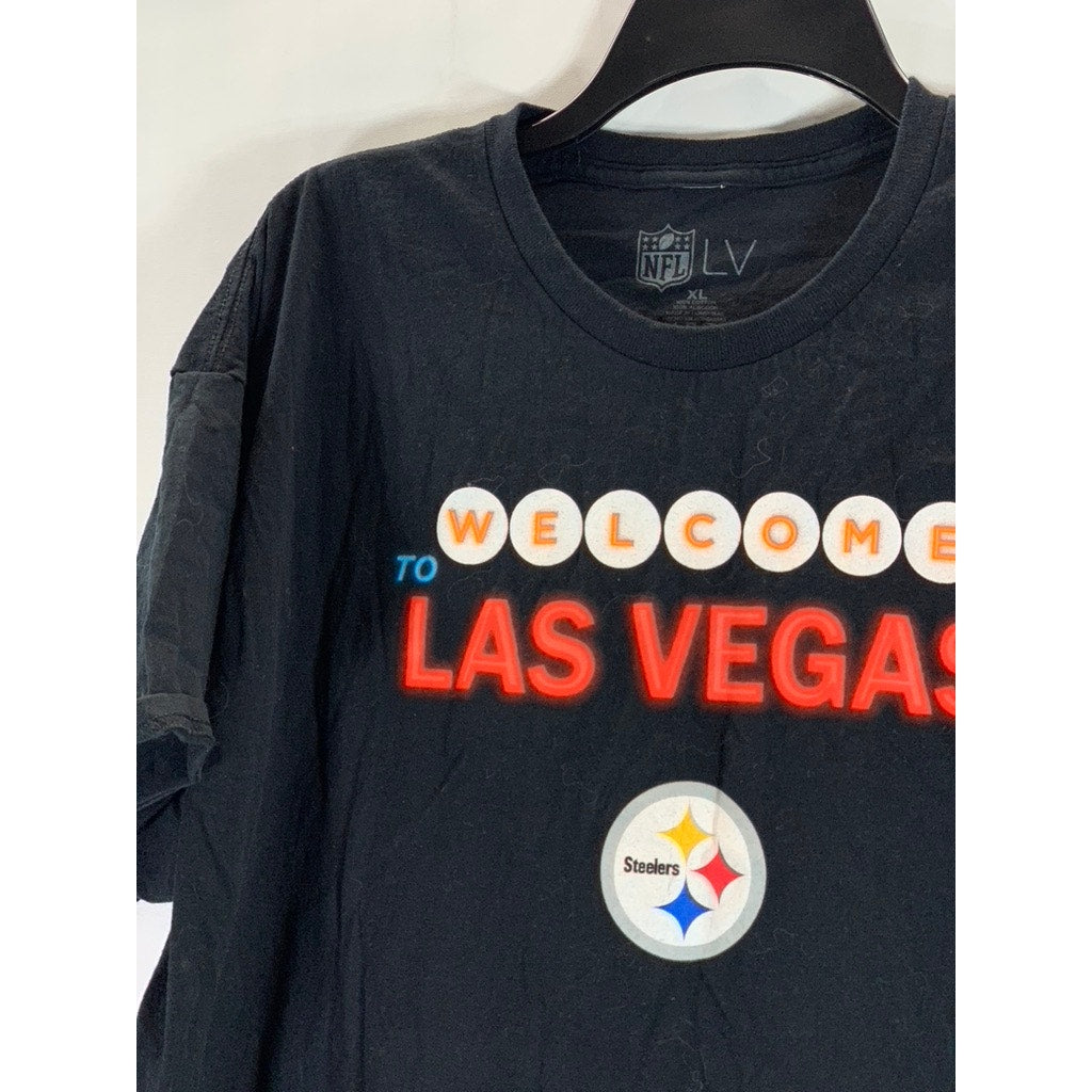 NFL Men's Black Welcome to Las Vegas Steelers Logo Crewneck T-Shirt SZ XL