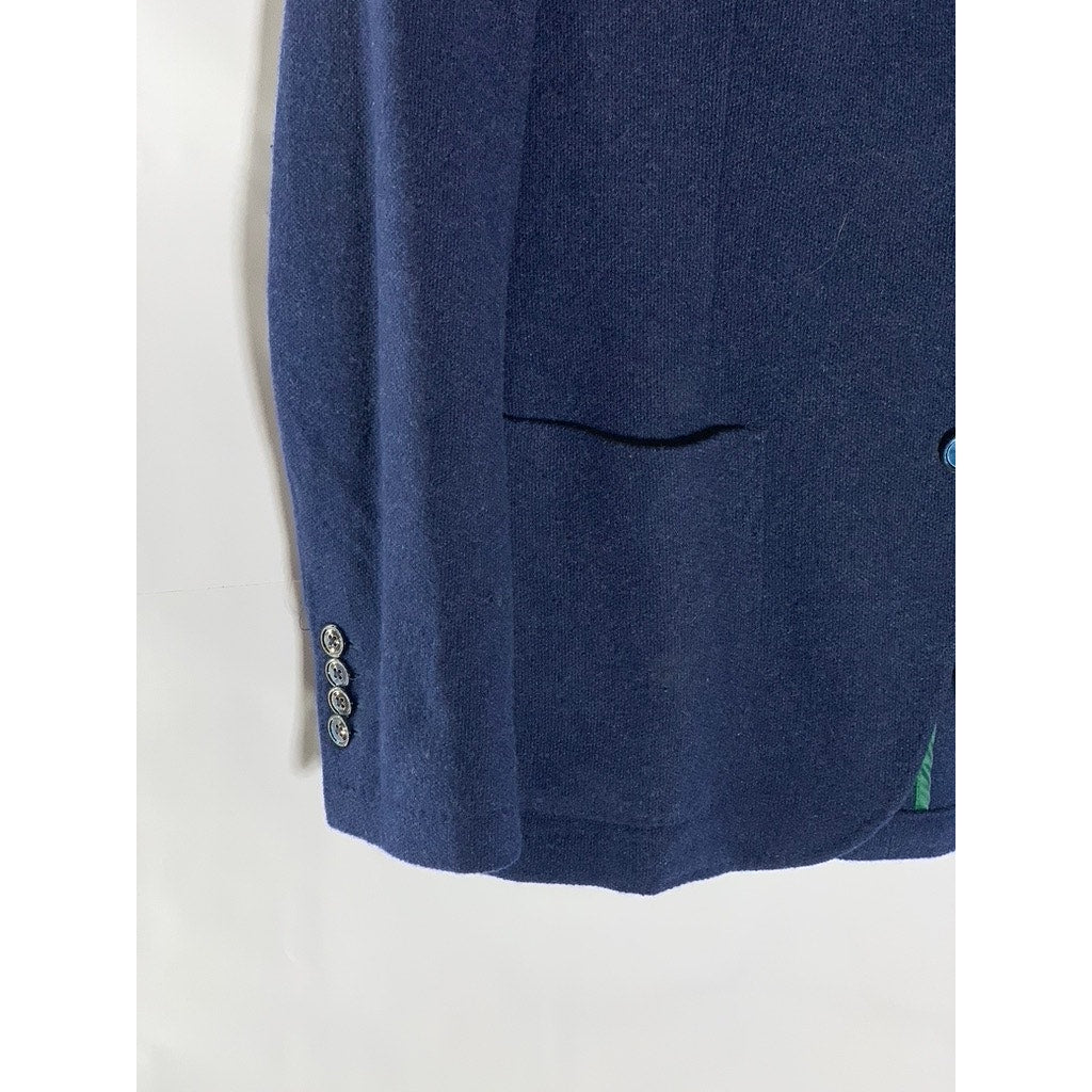 MASSIMO DUTTI Men's Navy Cashmere Two-Button Long Sleeve Collar Blazer SZ 38