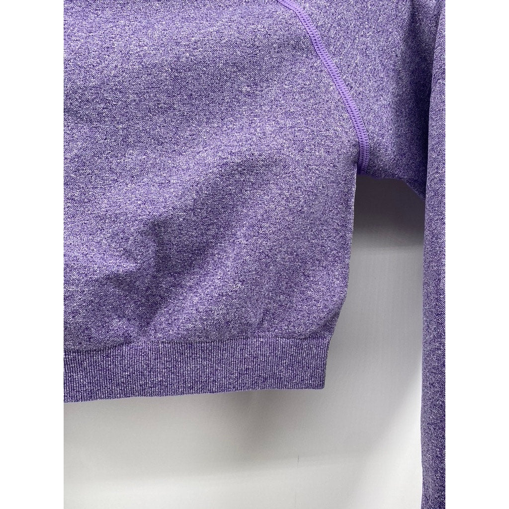 UNRANDED Women's Purple Seamless Crewneck Long Sleeve Thumbhole Cropped Top SZXS