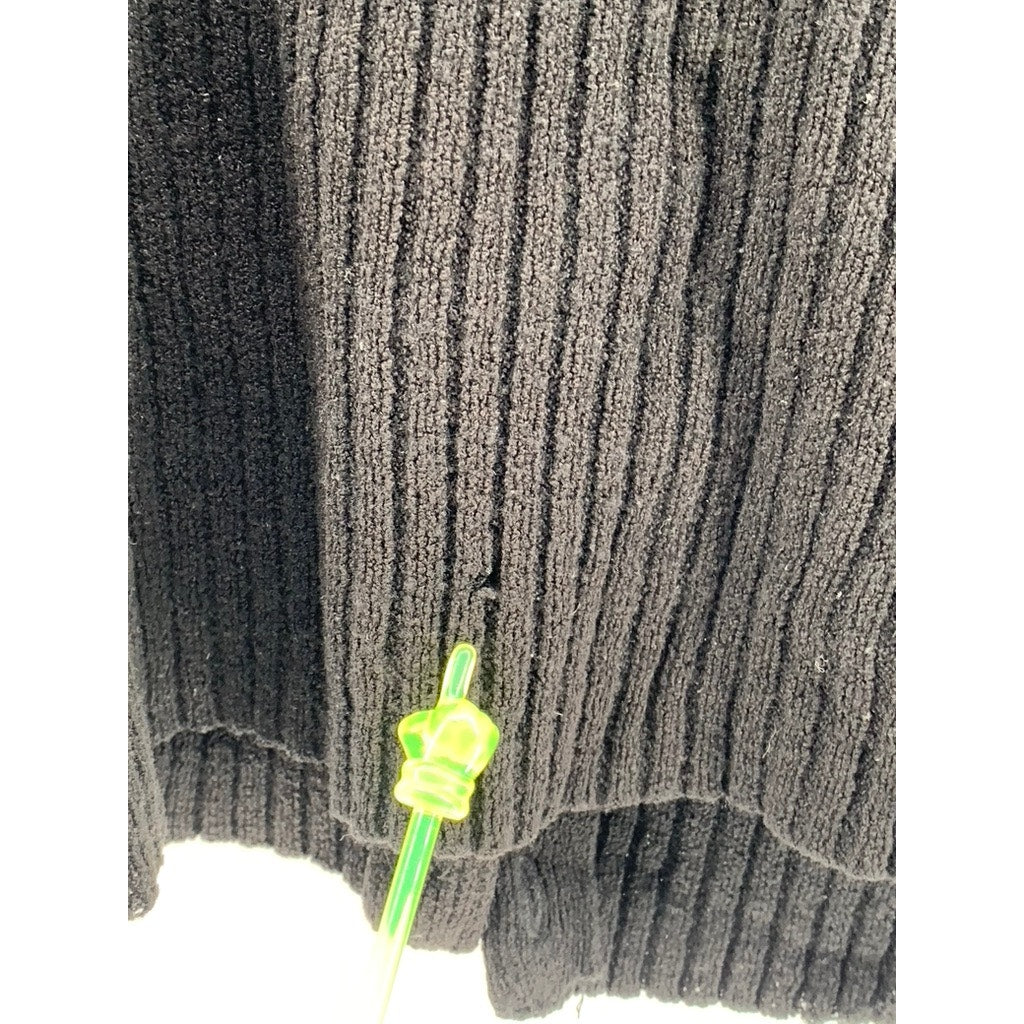 JONES NEW YORK Women's Black Rib Knit Button-Up Cardigan SZ M